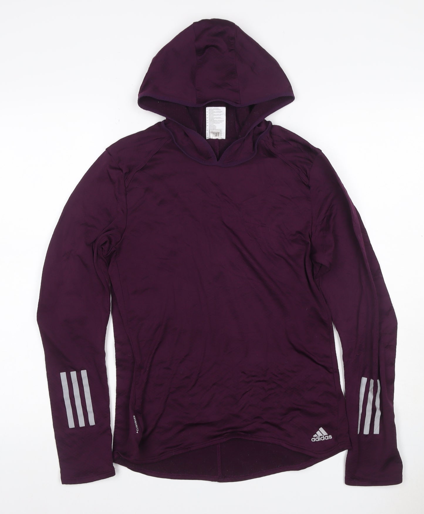 adidas Women Purple S Climawarm Hooded Long Sleeve Activewear Top