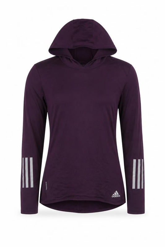 adidas Women Purple S Climawarm Hooded Long Sleeve Activewear Top