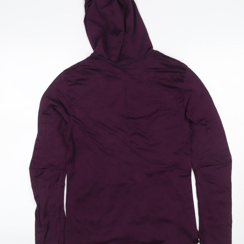 adidas Women Purple S Climawarm Hooded Long Sleeve Activewear Top