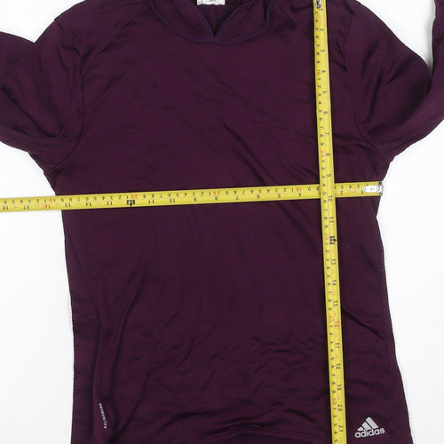 adidas Women Purple S Climawarm Hooded Long Sleeve Activewear Top