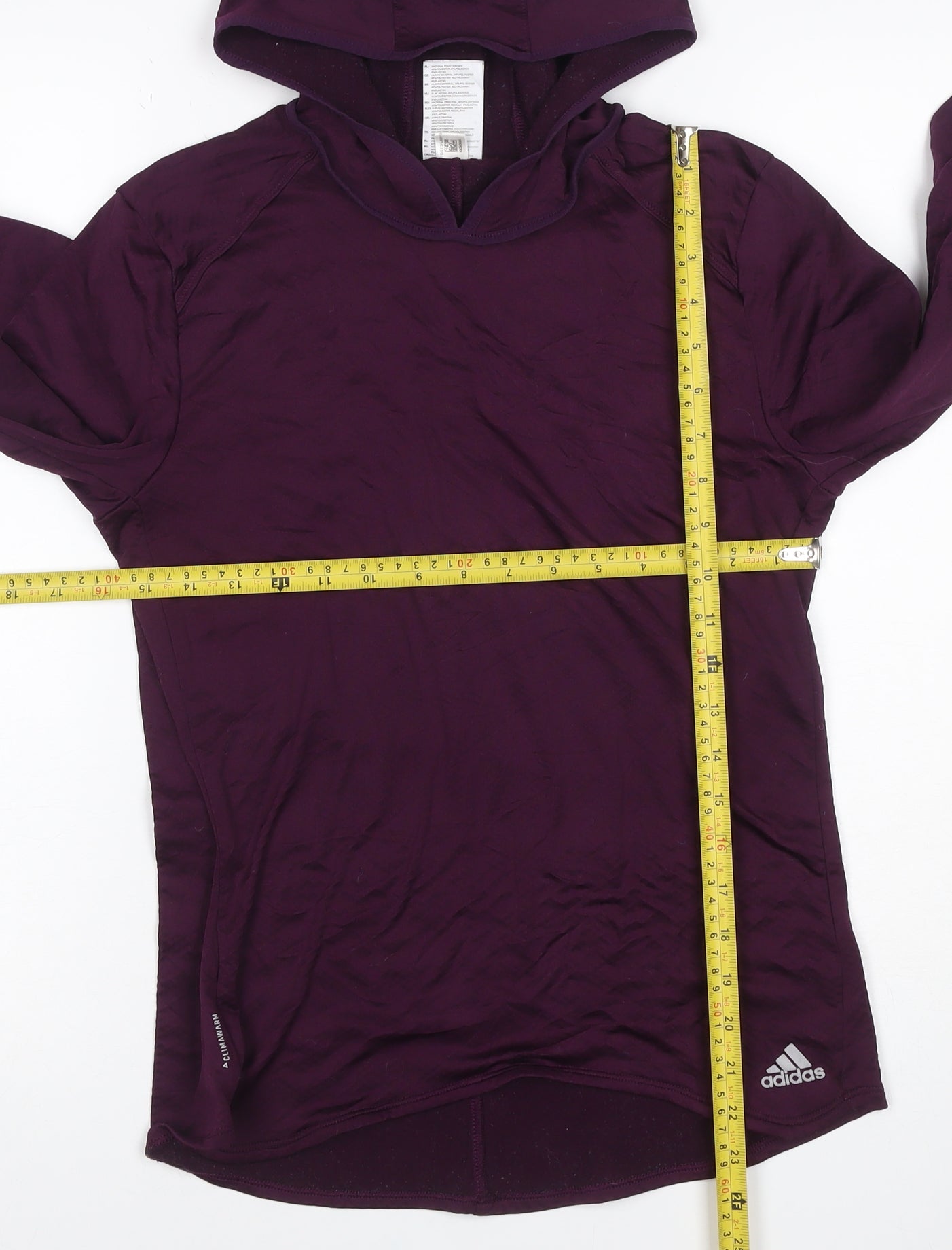 adidas Women Purple S Climawarm Hooded Long Sleeve Activewear Top
