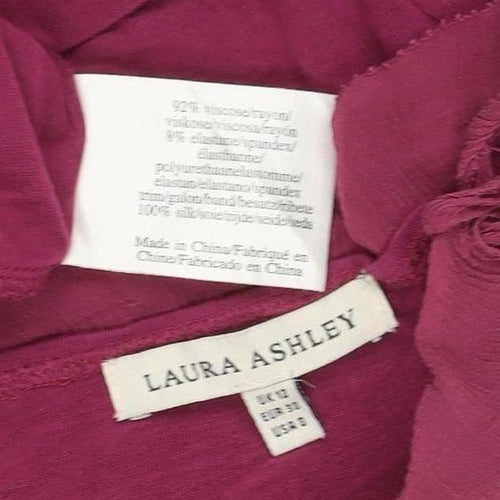 Laura Ashley Women Burgundy UK 8 Basic Long Sleeve Boat Neck Jersey Top