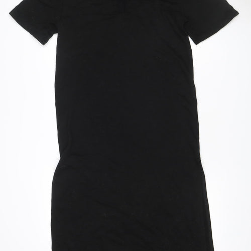 Zara Women Black S Sheath Knee Length V-Neck Stretch Dress