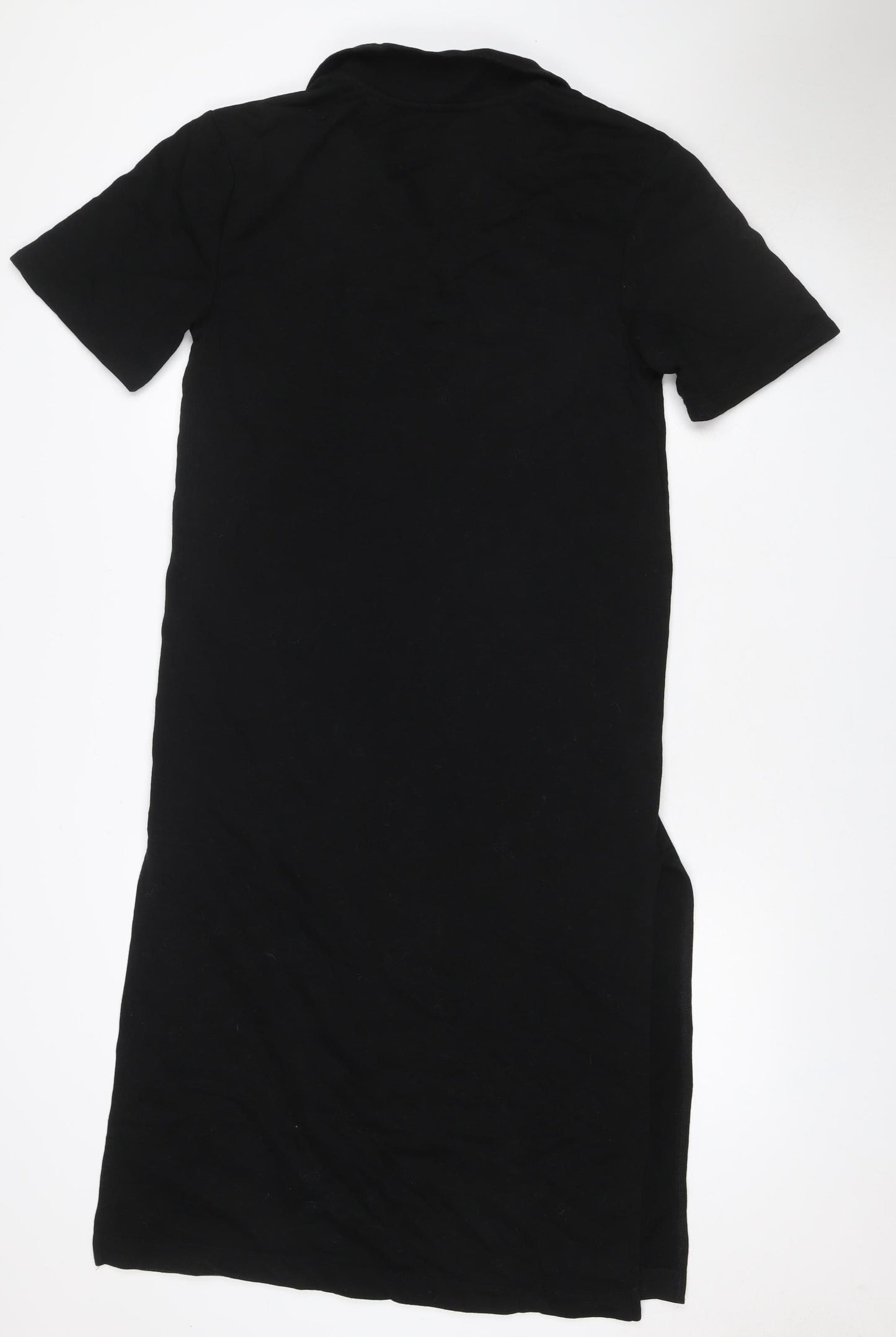 Zara Women Black S Sheath Knee Length V-Neck Stretch Dress