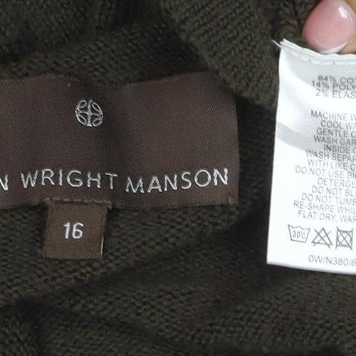 Fenn Wright Manson Women Brown UK 16 Wrap V-Neck Cotton Knit Cardigan