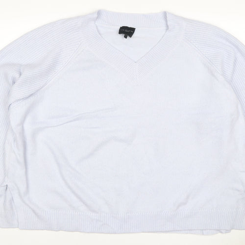 Live Unlimited London Women Blue UK 26 V-Neck Raglan Knit Jumper