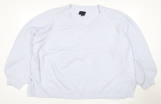 Live Unlimited London Women Blue UK 26 V-Neck Raglan Knit Jumper