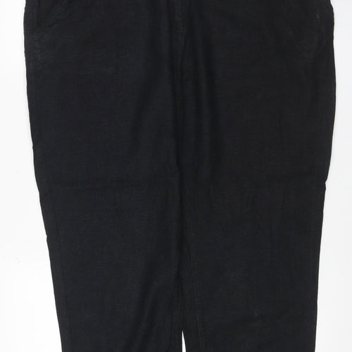 Next Women’s Black Linen Blend Straight Trousers UK 20 Regular
