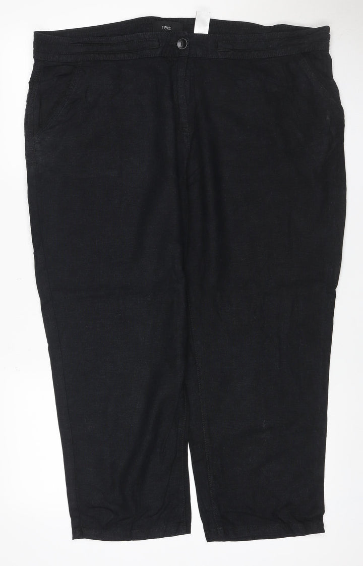 Next Women’s Black Linen Blend Straight Trousers UK 20 Regular
