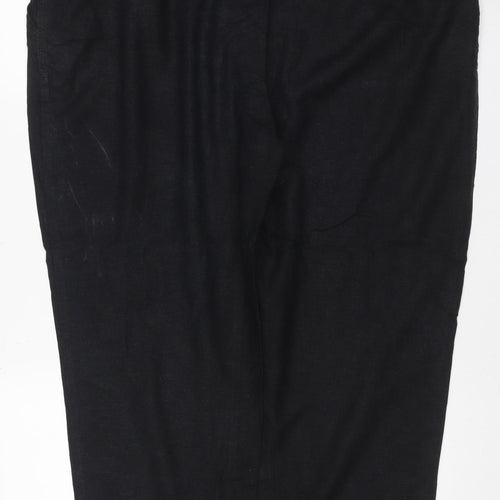 Next Women’s Black Linen Blend Straight Trousers UK 20 Regular