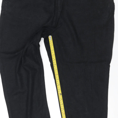 Next Women’s Black Linen Blend Straight Trousers UK 20 Regular