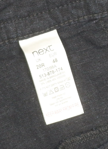 Next Women’s Black Linen Blend Straight Trousers UK 20 Regular