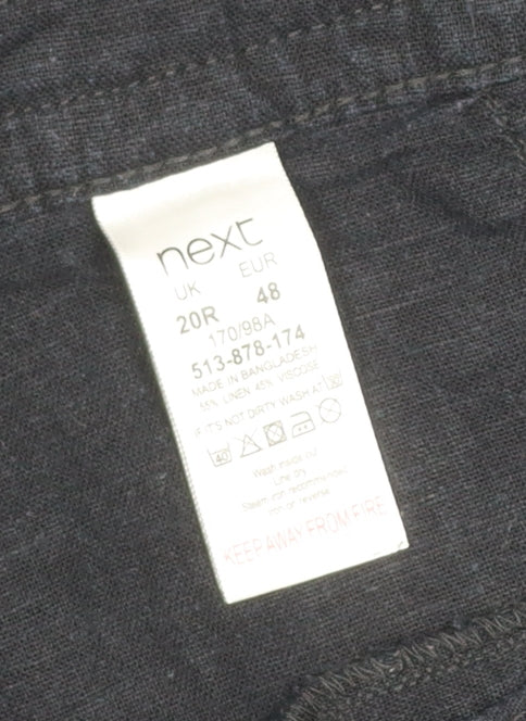 Next Women’s Black Linen Blend Straight Trousers UK 20 Regular