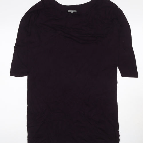 Gap Women Black M Jersey Knee Length Shift Dress 3/4 Sleeve Ruffle