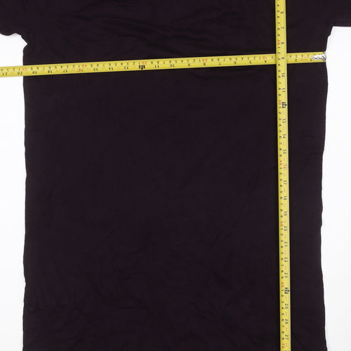 Gap Women Black M Jersey Knee Length Shift Dress 3/4 Sleeve Ruffle