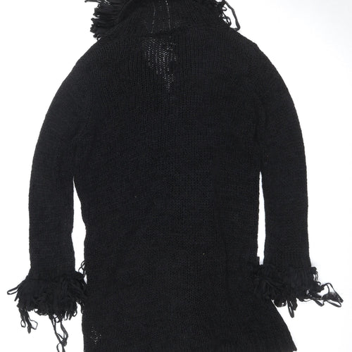 Berkertex Women's Black UK 14 Open Knit Fringe Cardigan Vintage