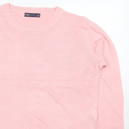 Marks & Spencer Women Pink Size 16 Crew Neck Raglan Knit Jumper