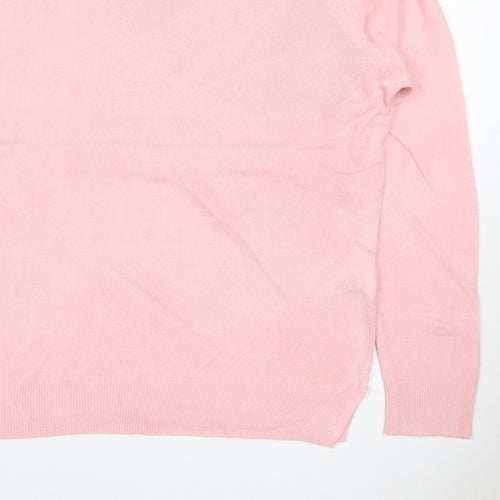 Marks & Spencer Women Pink Size 16 Crew Neck Raglan Knit Jumper