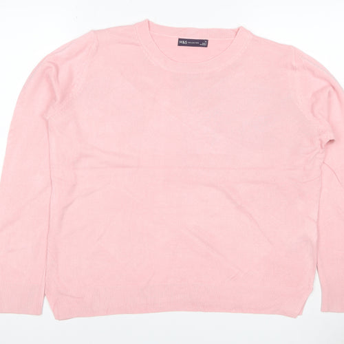 Marks & Spencer Women Pink Size 16 Crew Neck Raglan Knit Jumper