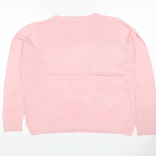 Marks & Spencer Women Pink Size 16 Crew Neck Raglan Knit Jumper