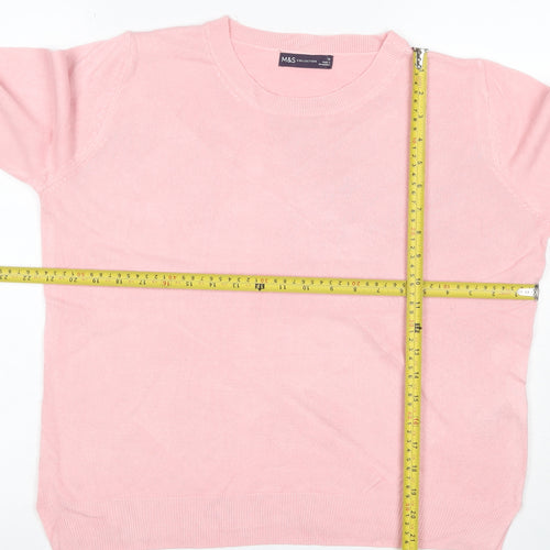 Marks & Spencer Women Pink Size 16 Crew Neck Raglan Knit Jumper