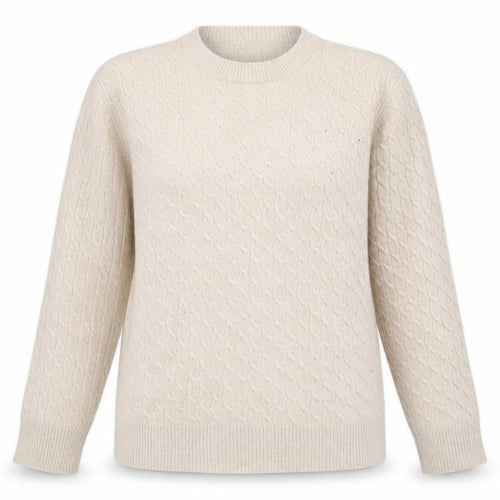 Massimo Dutti Women Ivory S Cable-Knit Cotton Blend Pullover Jumper