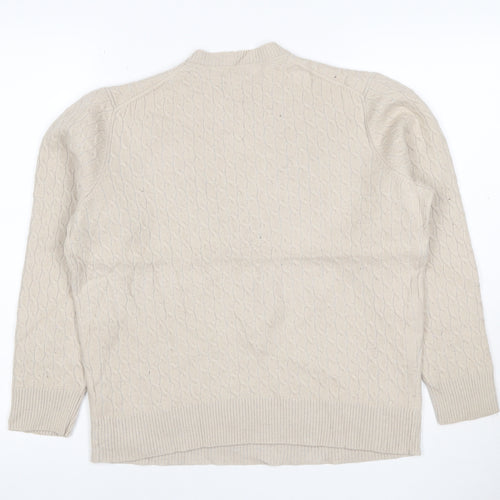 Massimo Dutti Women Ivory S Cable-Knit Cotton Blend Pullover Jumper