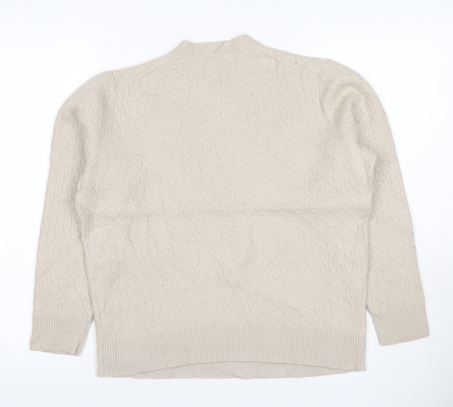 Massimo Dutti Women Ivory S Cable-Knit Cotton Blend Pullover Jumper