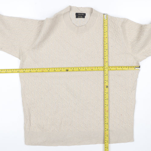 Massimo Dutti Women Ivory S Cable-Knit Cotton Blend Pullover Jumper