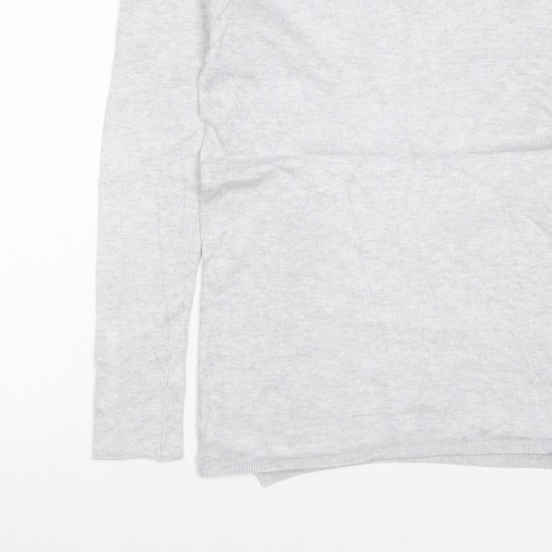 Additional view of Zara Knit Women Grey M Crew Neck Button Cuff Long Sleeve jumper