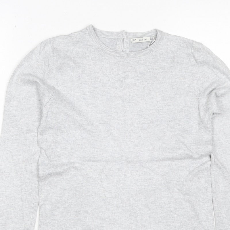 Additional view of Zara Knit Women Grey M Crew Neck Button Cuff Long Sleeve jumper