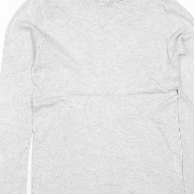 Additional view of Zara Knit Women Grey M Crew Neck Button Cuff Long Sleeve jumper