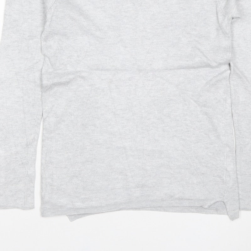 Additional view of Zara Knit Women Grey M Crew Neck Button Cuff Long Sleeve jumper