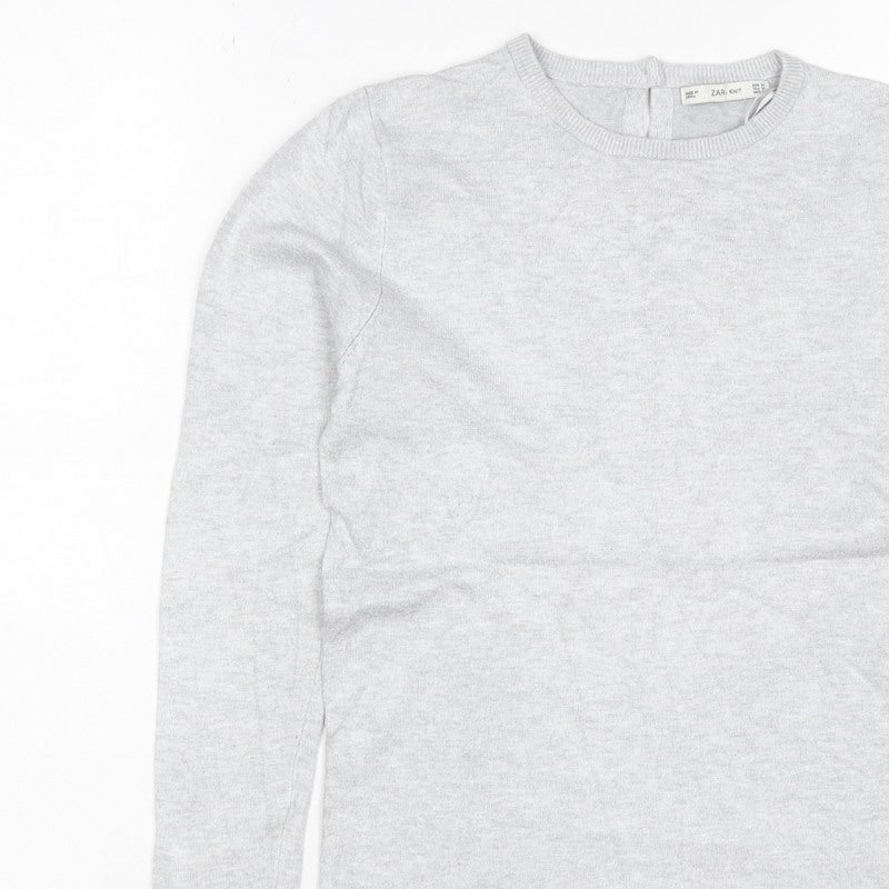 Additional view of Zara Knit Women Grey M Crew Neck Button Cuff Long Sleeve jumper