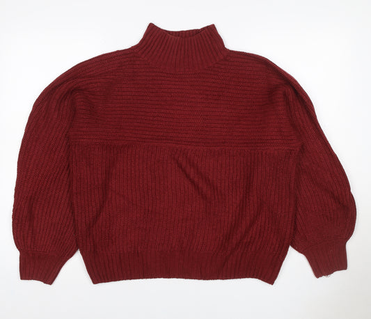 Threadbare Women’s Red Size 10 Roll Neck Knit Pullover Jumper