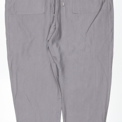 Marks and Spencer Women Grey Size 8 Tapered Drawstring Trousers