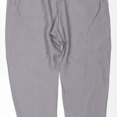 Marks and Spencer Women Grey Size 8 Tapered Drawstring Trousers