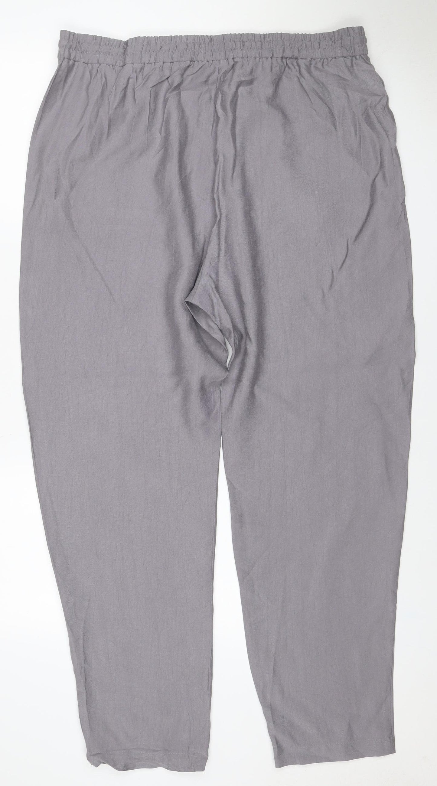 Marks and Spencer Women Grey Size 8 Tapered Drawstring Trousers