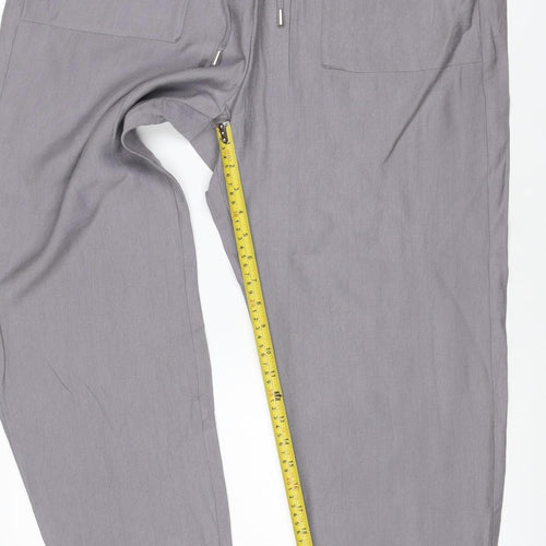 Marks and Spencer Women Grey Size 8 Tapered Drawstring Trousers