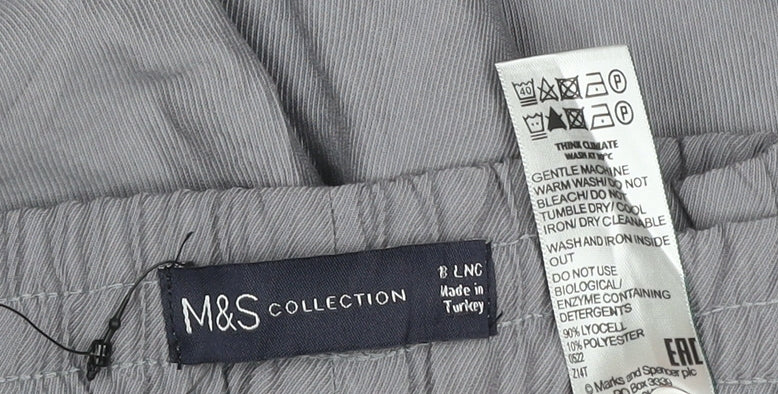 Marks and Spencer Women Grey Size 8 Tapered Drawstring Trousers