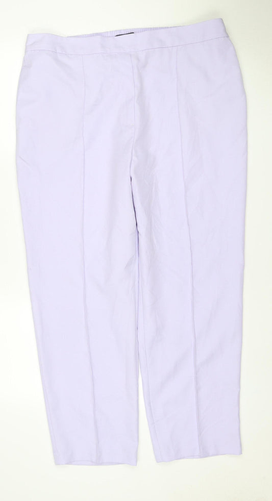 M&S Women Purple Size 20 Short Wide Leg Elastic Waist Trousers