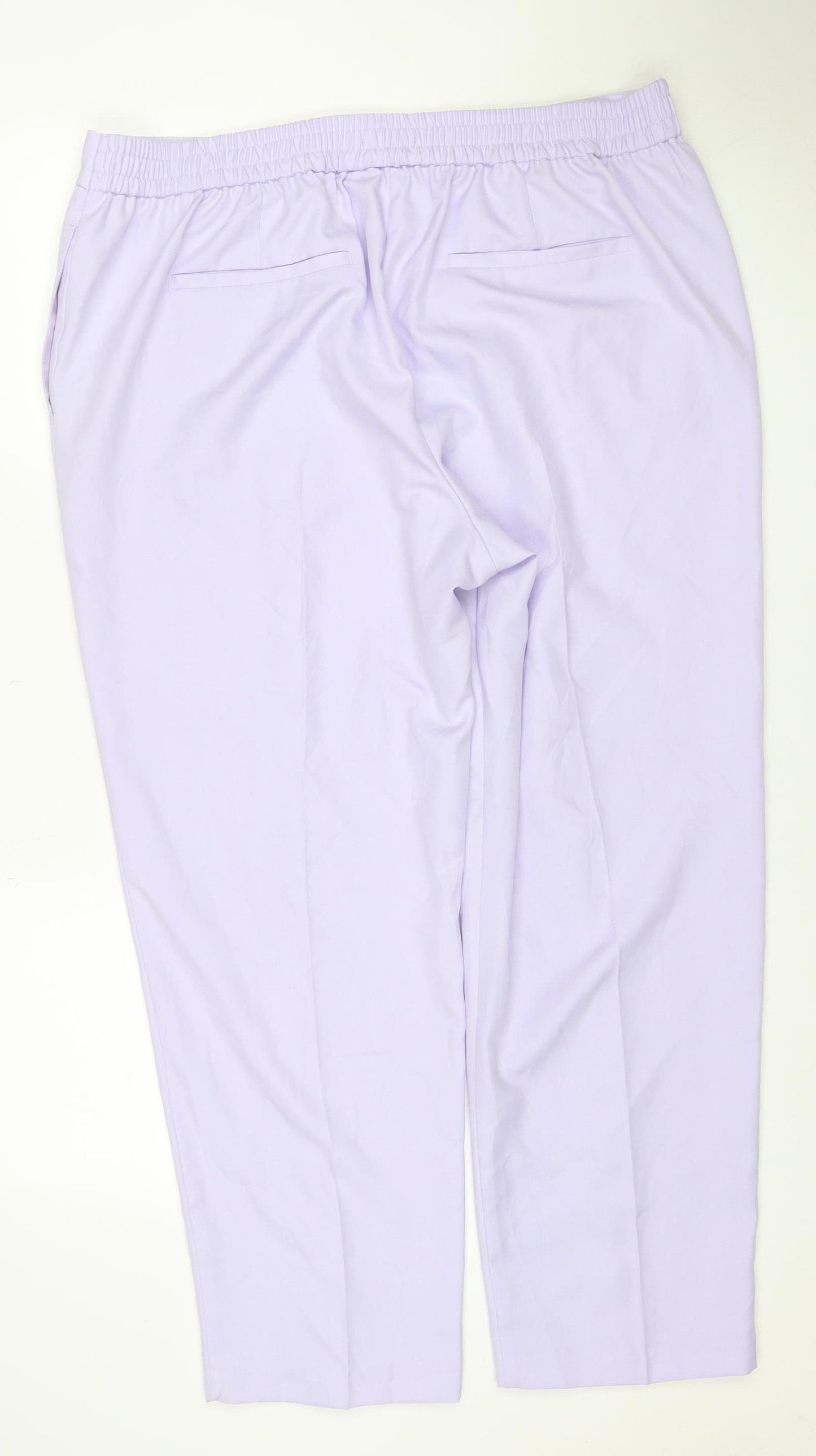 M&S Women Purple Size 20 Short Wide Leg Elastic Waist Trousers