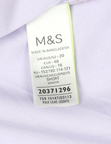 M&S Women Purple Size 20 Short Wide Leg Elastic Waist Trousers