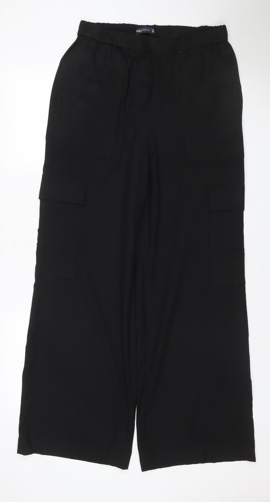 Marks & Spencer Women’s Black UK 12 Cargo Wide-Leg Trousers
