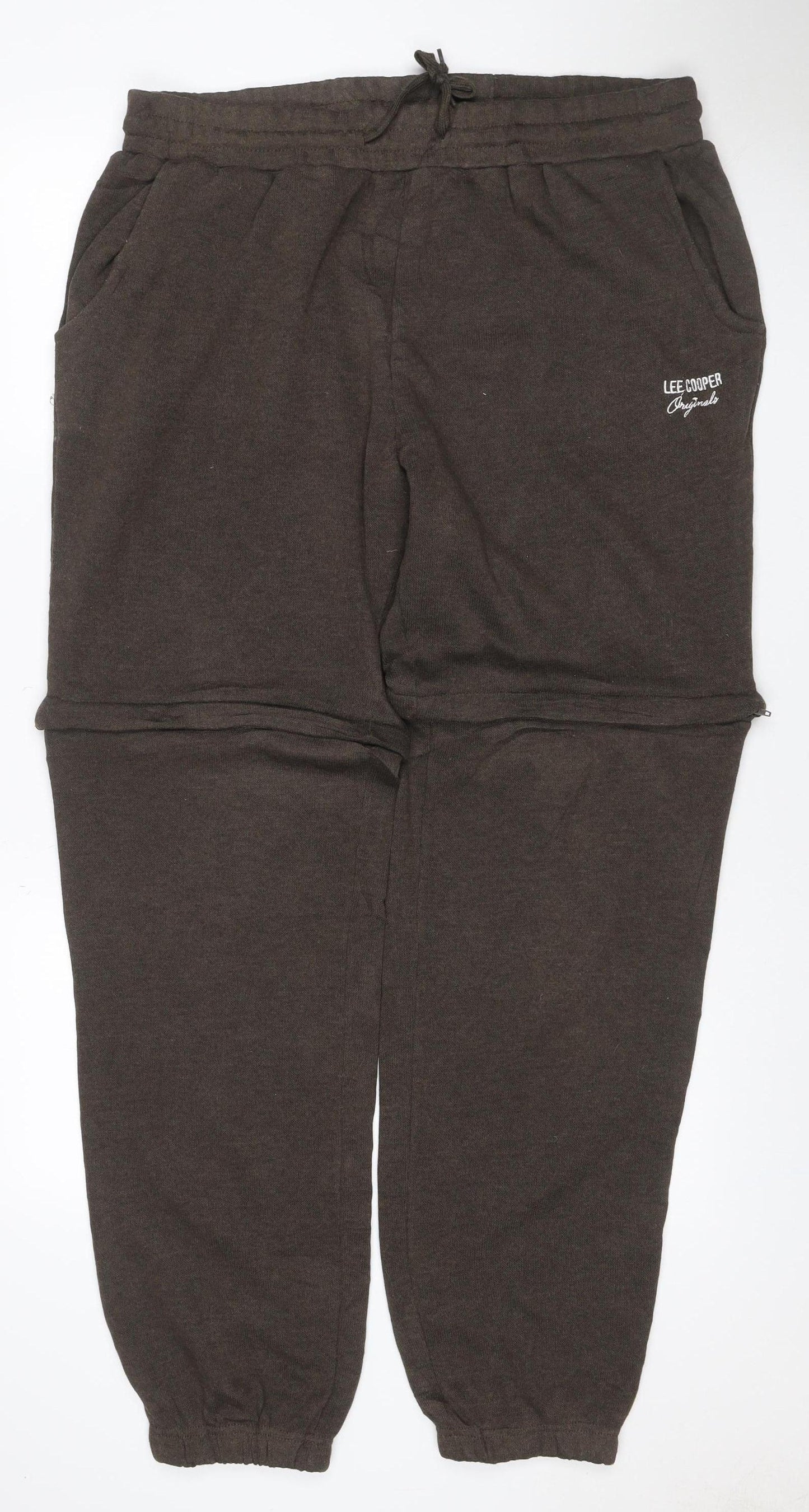 Lee Cooper Men’s Brown 2XL Fleece Jogger Sweatpants Drawstring