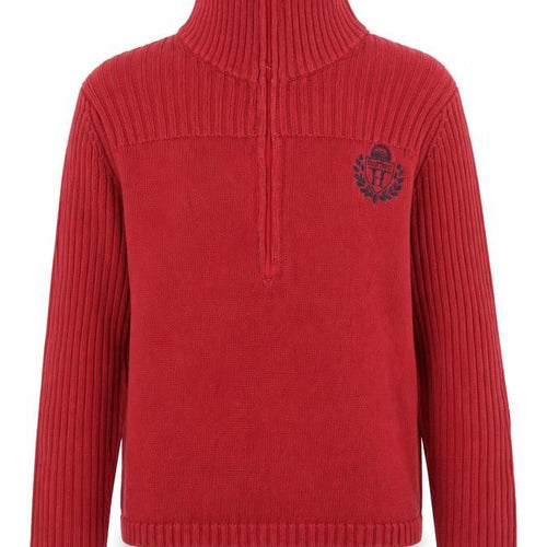 Tommy Hilfiger Women’s Red L Half Zip High Neck Cotton Knit Jumper