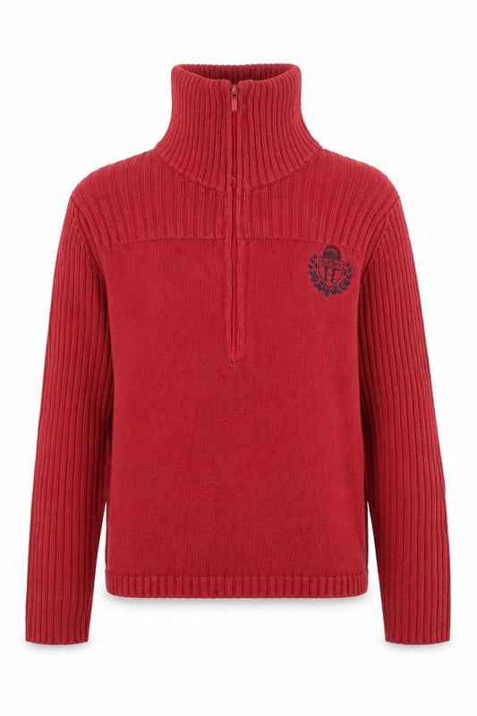 Tommy Hilfiger Women’s Red L Half Zip High Neck Cotton Knit Jumper