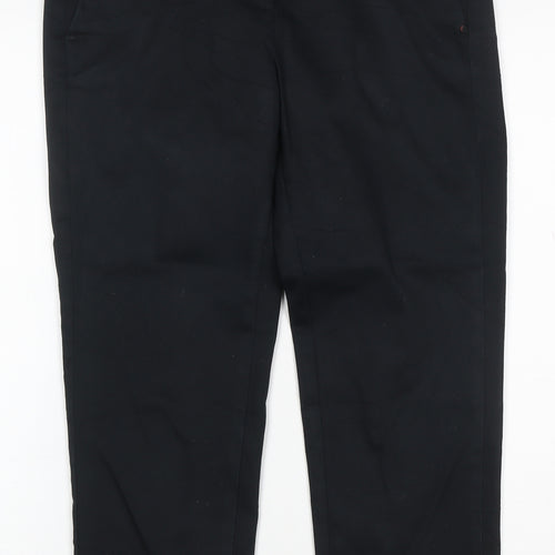 Marks and Spencer Women Black UK 10 Short Tailored Straight Trousers