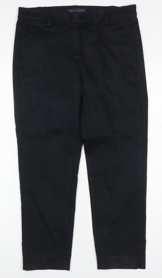 Marks and Spencer Women Black UK 10 Short Tailored Straight Trousers