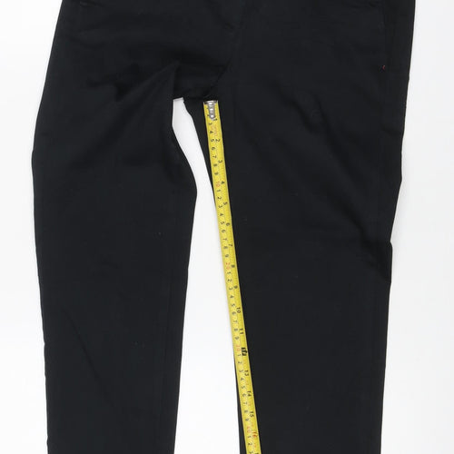 Marks and Spencer Women Black UK 10 Short Tailored Straight Trousers